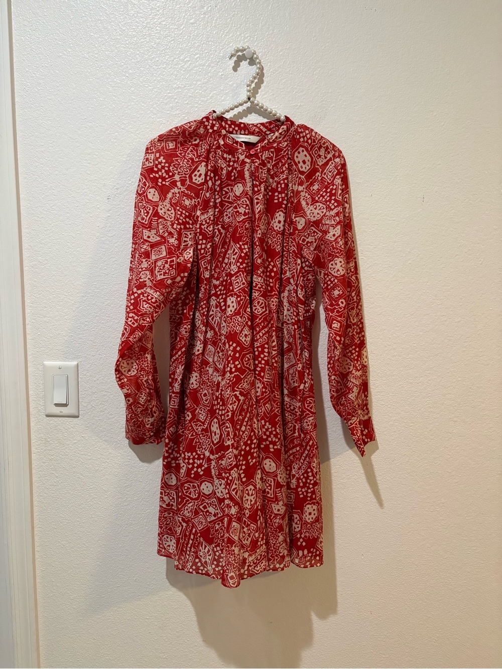 Rebecca Taylor Small Labyrinth Red Printed Long-Sleeve Tunic Dress